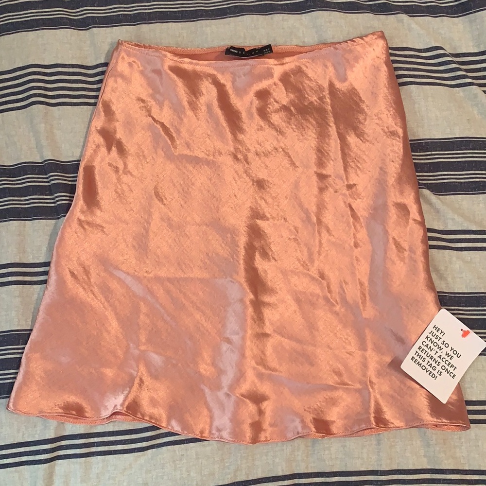 ASOS pink satin mini skirt